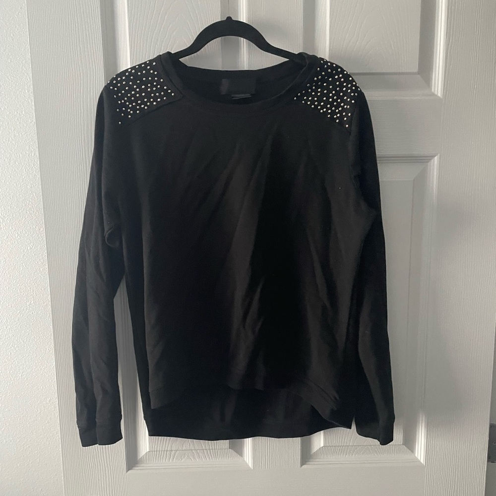 Kardashian Kollection Black Crew with Studded Accents